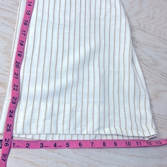 ANTHROPOLOGIE * Buttoned Wide Leg Pants Neutral Striped Linen Mix Size 0 / XS - Picture 9 of 10